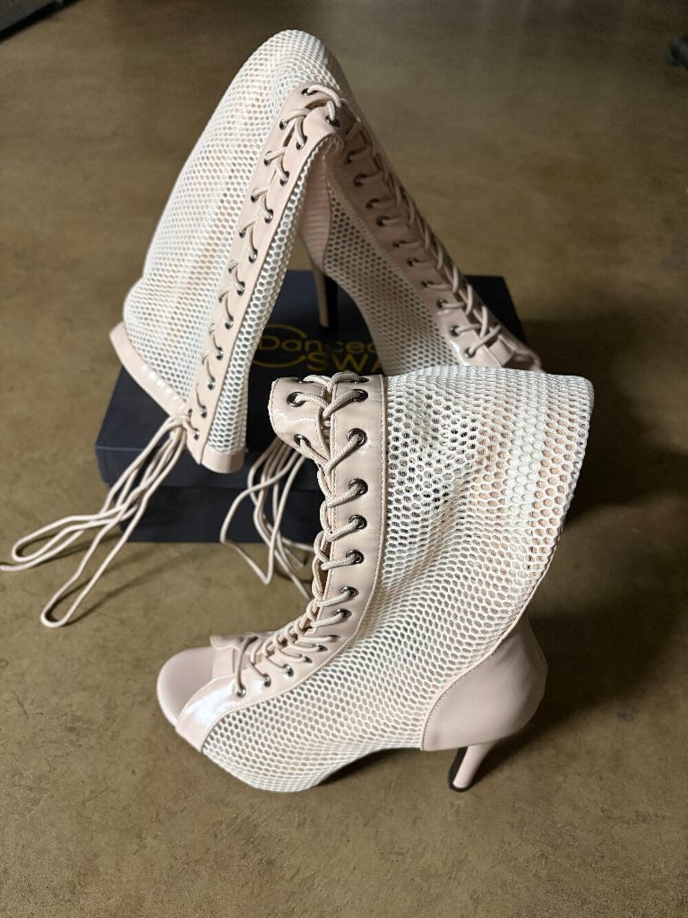 Dancing Gaga Heel Jazz Shoes Rubber Sole Open Toe Cut Out Bootie